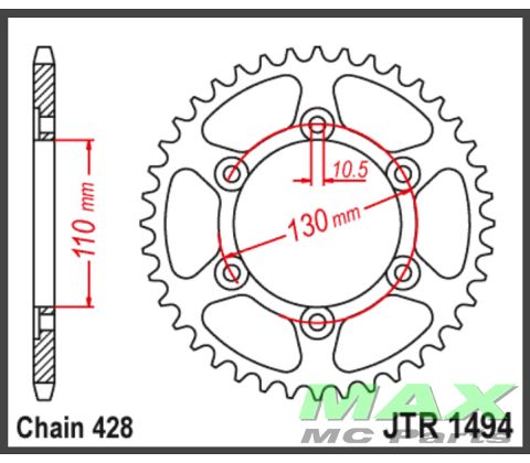 JT Bagkædehjul - JTR1494.57 KAWA 125