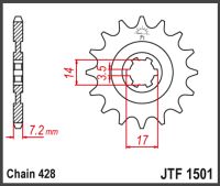 Forkædehjul JT 1501/12T KLF110 KLX140