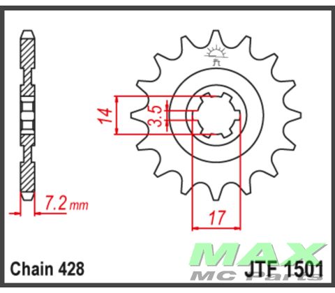 Forkædehjul JT 1501/14T KLF110 KLX140