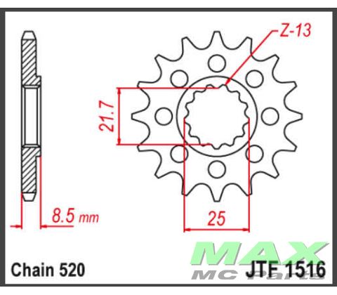 JT Forkædehjull - JTF1516.14 #520 CHAIN