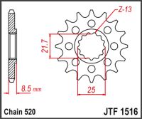 JT Forkædehjull - JTF1516.16 #520 CHAIN