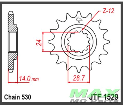 JT Fortandhjul - JTF1529.17 ZRX1200 GPZ1