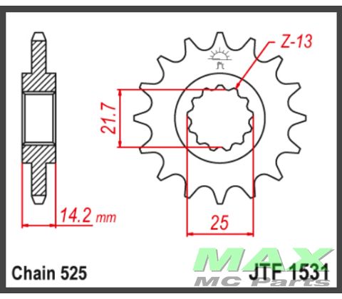 JT Fortandhjul - JTF1531.15 ZR750 ZEPHYR