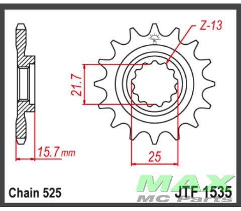 JT Forkædehjul - JTF1535.15 ZZR600 ZX6R