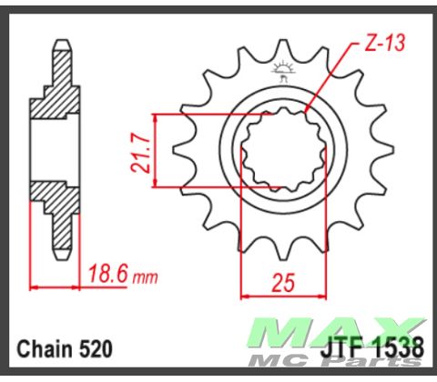 JT Forkædehjul - JTF1538.15 Z800 13-16