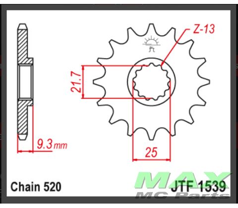 JT Fortandhjul - JTF1539.14 NINJA300/400