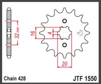 JT Fortandhjul - JTF1550.14 MT125 YZFR12
