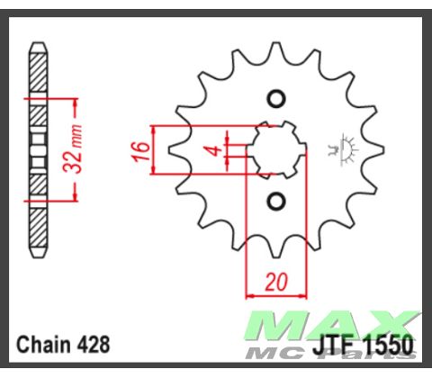 JT Fortandhjul - JTF1550.14 MT125 YZFR12