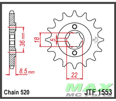 JT Fortandhjul - JTF1553.15