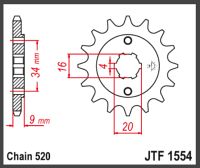 JT Forkædehjul - JTF1554.14 HYOSUNG