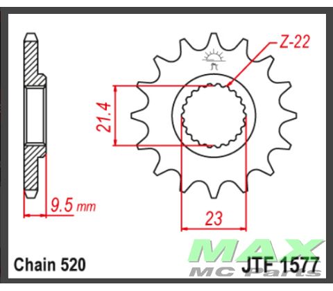 JT Fortandhjul - JTF1577.15 XT600 TT600