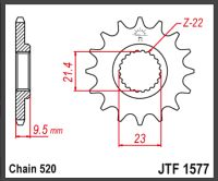 JT Fortandhjul - JTF1577.15 XT600 TT600