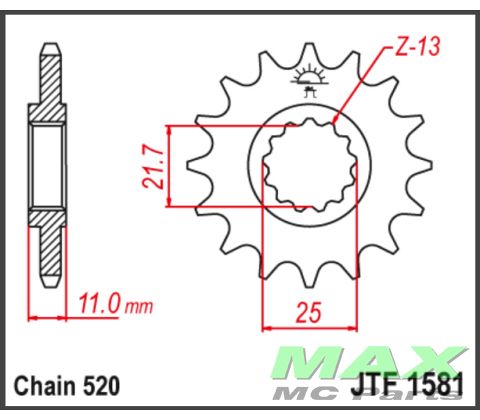 JT Fortandhjul - JTF1581.16 YZFR6 #520