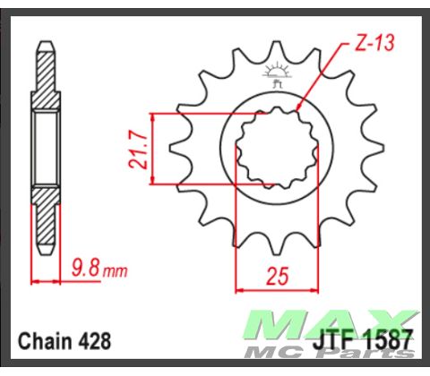 JT Fortandhjul - JTF1587.20 SR500 91-00