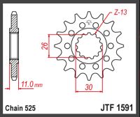 JT Fortandhjul - JTF1591.16 MT07 MT09