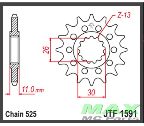 JT Fortandhjul - JTF1591.16 MT07 MT09