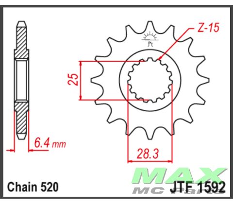 JT Forkædehjul  JTF1592.15 YFM700 YFZ450