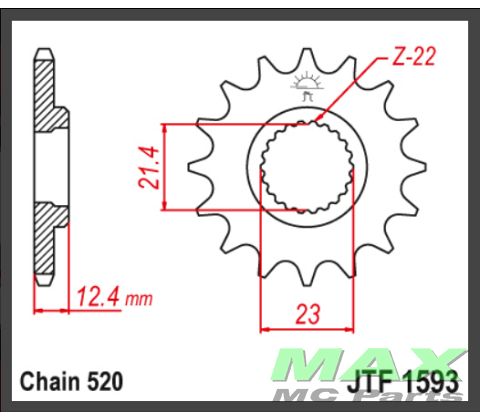 JT Fortandhjul - JTF1593.14 YAMAH YFM250