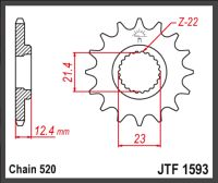 JT Fortandhjul - JTF1593.14 YAMAH YFM250