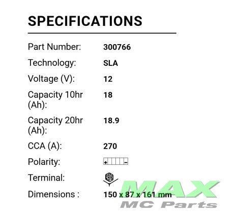 BS BATTERI *SLA* BTX20CH-BS/YTX20CH-BS