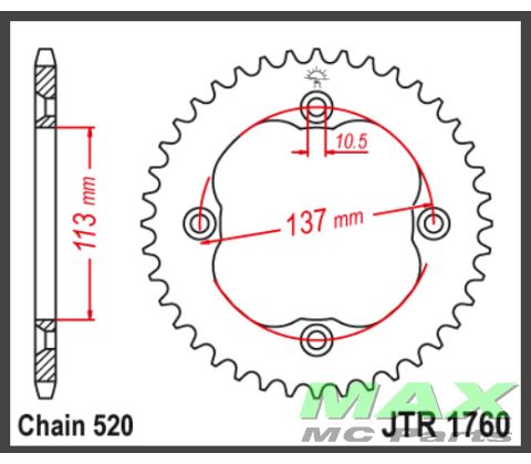 JT Bagkædehjul - JTR1760.36, STEEL