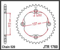 JT Bagkædehjul - JTR1760.36, STEEL