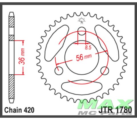 JT Bagkædehjul - JTR1780.28  STEEL