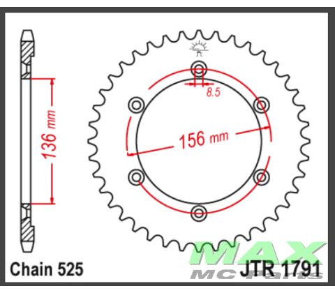JT Bagkædehjul - JTR1791.41 DR650 96-18