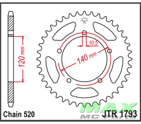 JT Bagkædehjul - JTR1793.42 #520 CHAIN