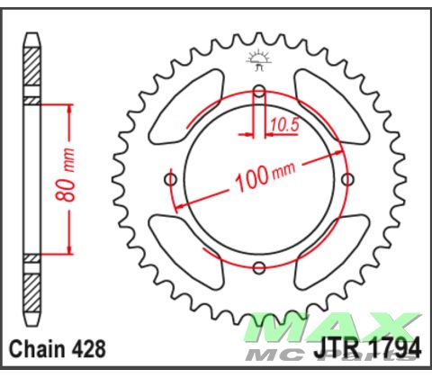 JT Bagkædehjul - JTR1794.45 GZ125 MARAUD