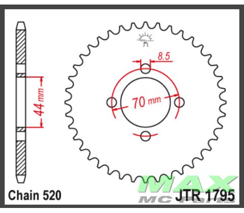 JT Bagkædehjul - JTR1795.22 LT80 KSF80