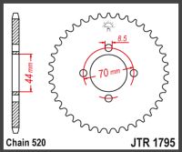 JT Bagkædehjul - JTR1795.22 LT80 KSF80