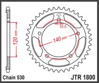 JT Bagkædehjul - JTR1800.41 SV1000 03-09