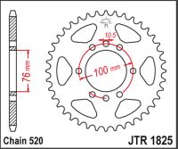 JT Bagkædehjul - JTR1825.37 GN400 TT 80-