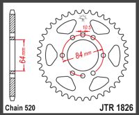 JT Bagkædehjul - JTR1826.39  STEEL