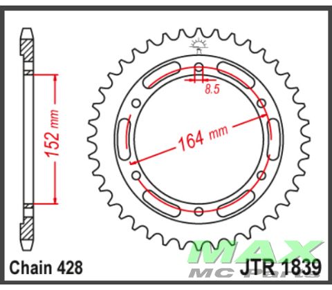 JT Bagkædehjul - JTR1839.56 SR500 91-00
