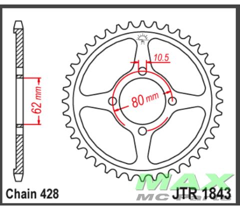 JT Bagkædehjul - JTR1843.54, STEEL 