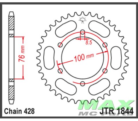 JT Bagkædehjul - JTR1844.48 YZFR125