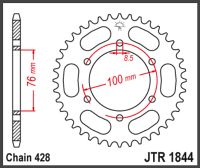 JT Bagkædehjul - JTR1844.48 YZFR125
