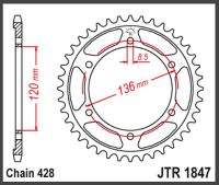 JT Bagkædehjul - JTR1847.57 FZR400RR