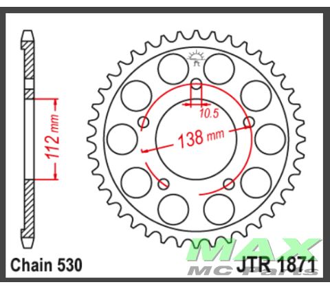 JT Bagkædehjul - JTR1871.48 YZF6 (#530)