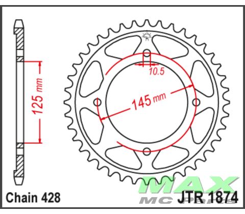 JT Bagkædehjul - JTR1874.59T XVS125