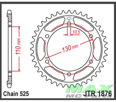 JT Bagkædehjul - JTR1876.43 GXSR600 MT07