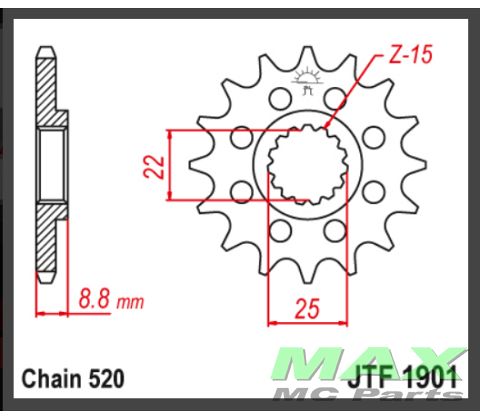 JT Fortandhjul - JTF1901.15SC - SIDE CUT