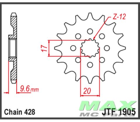 JT Fortandhjul-JTF1905.13 KTM SX85 18-24
