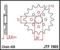 JT Fortandhjul-JTF1905.13 KTM SX85 18-24