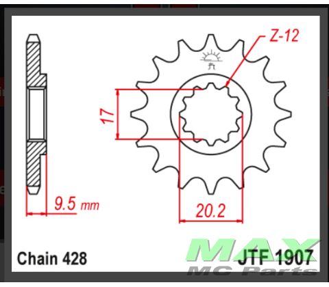 JT Fortandhjul - JTF1907.14 KTM SX85 SX1