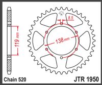 JT Bagkædehjul - JTR1950.48 HUSABERG