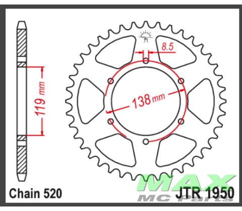 JT Bagkædehjul - JTR1950.48 HUSABERG