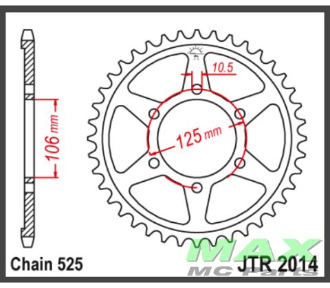 JT Bagkædehjul JTR2014.50 TRIUMPH 800 TI